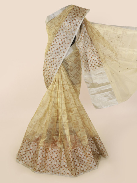 

Pothys Cream-Coloured Printed Tissue Saree