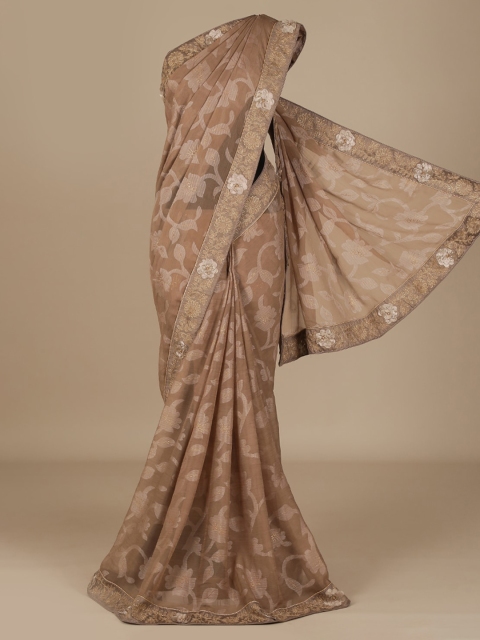 

Pothys Brown Woven Design Poly Chiffon Saree