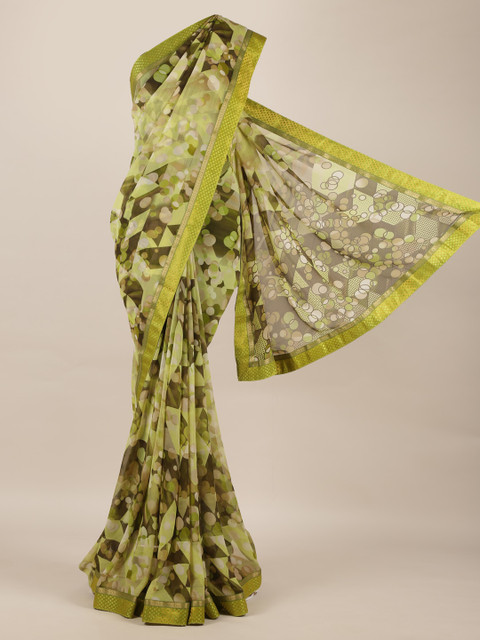 

Pothys Green Printed Poly Chiffon Saree