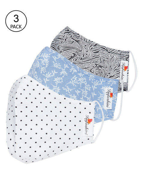

Imfashini Women Pack Of 3 Printed 2-Ply Reusable Cloth Masks, White