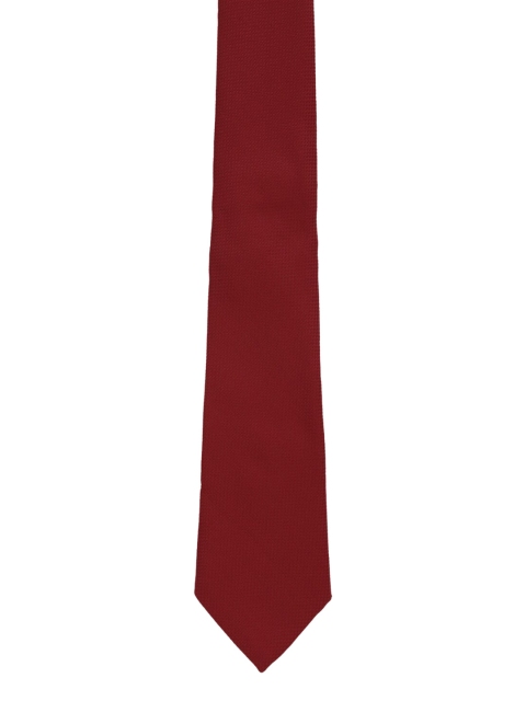 

Louis Philippe Men Red Woven-Design Silk Broad Tie