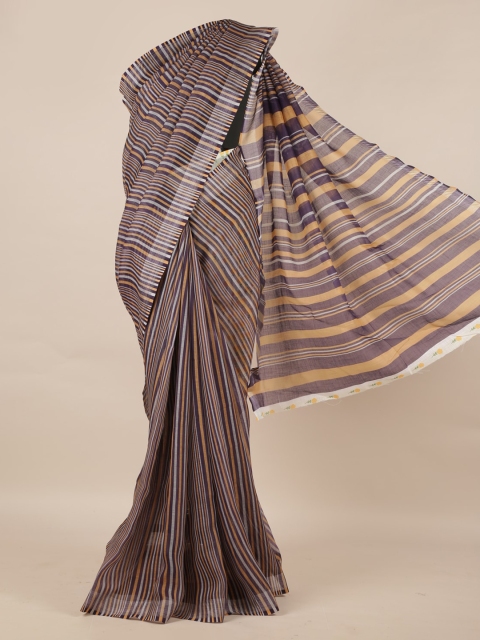 

Pothys Purple Striped Linen Blend Saree