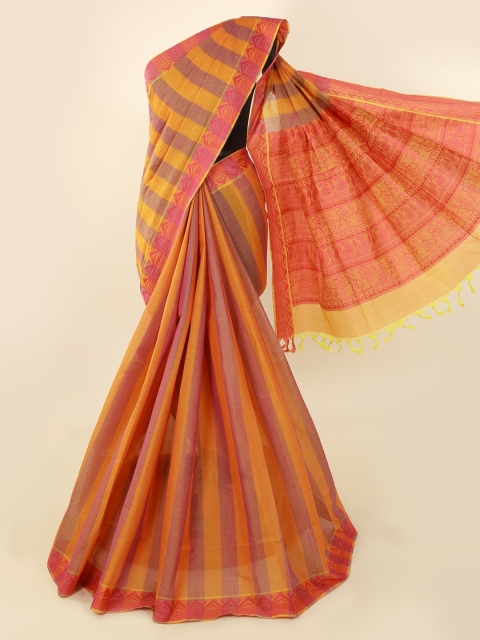 

Pothys Mustard Striped Pure Cotton Saree