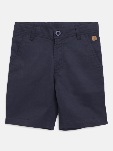 

Campana Boys Navy Blue Solid Regular Fit Regular Shorts