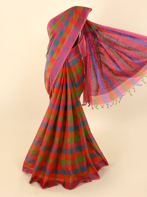 

Pothys Multicoloured Checked Pure Cotton Saree, Multi