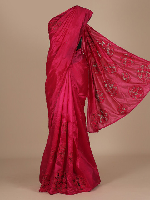 

Pothys Pink Solid Jute Silk Saree