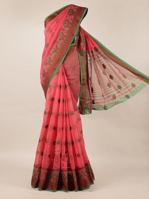 

Pothys Pink Woven Design Jute Silk Saree