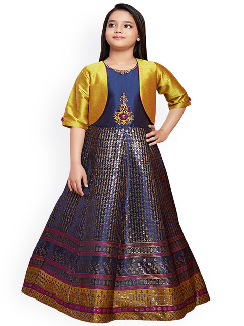 

BETTY Girls Blue Printed Maxi Dress