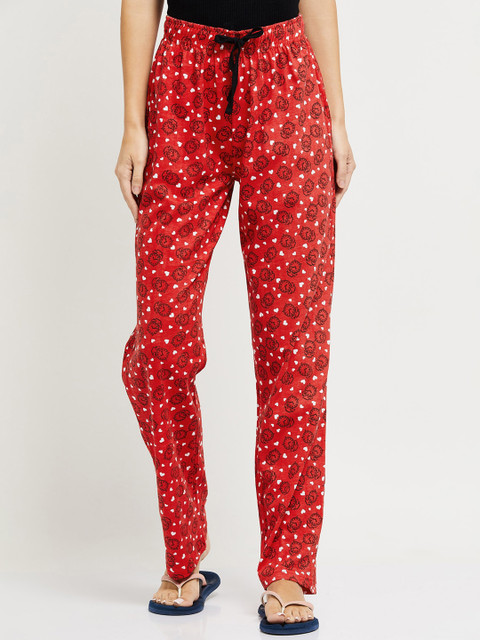 

max Women Red & Black Printed Lounge Pants