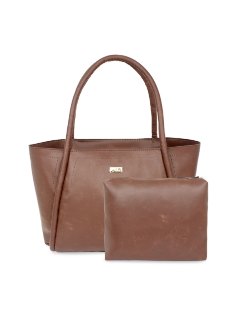 

yelloe Tan Brown Solid Shoulder Bag With Pouch