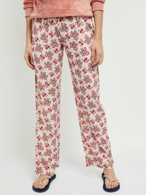 MAX Women Pink Printed Full Length Lounge Pants