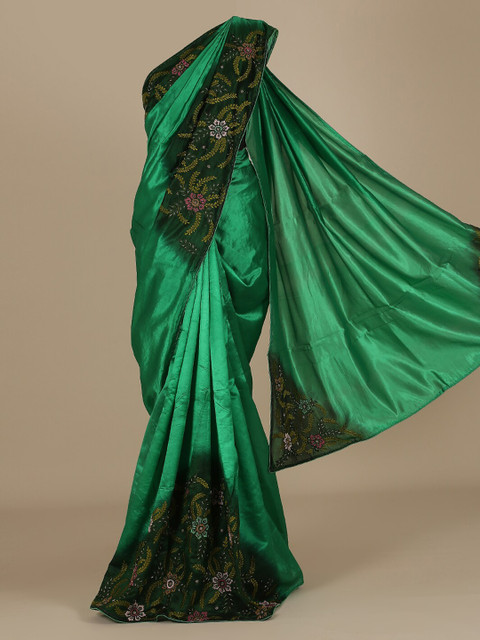 

Pothys Green Solid Jute Silk Saree
