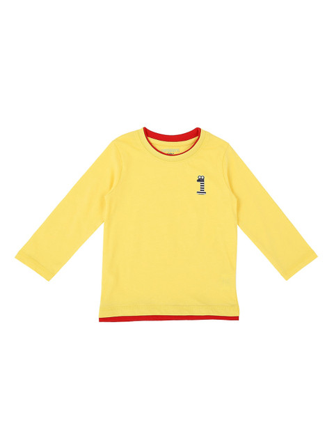 

Pantaloons Baby Boys Yellow Solid Round Neck T-shirt