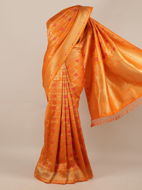 

Pothys Orange Woven Design Jute Silk Saree