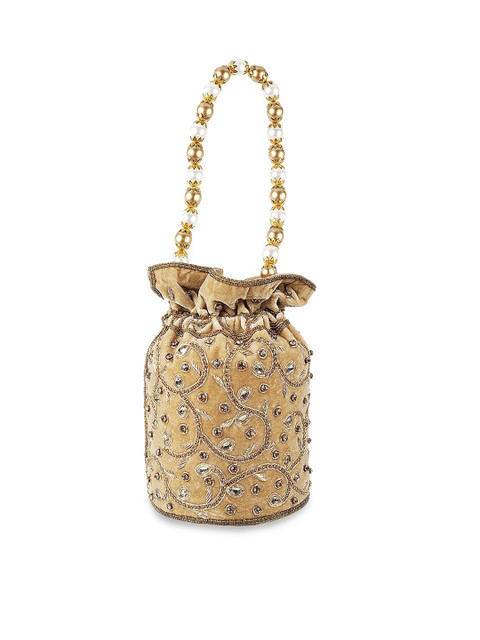 

Mochi Gold-Toned Self Design Sling Bag