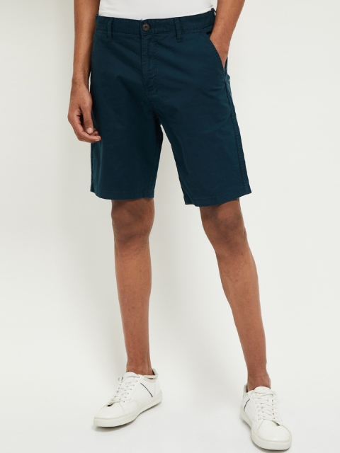 

max Men Green Solid Regular Fit Regular Shorts