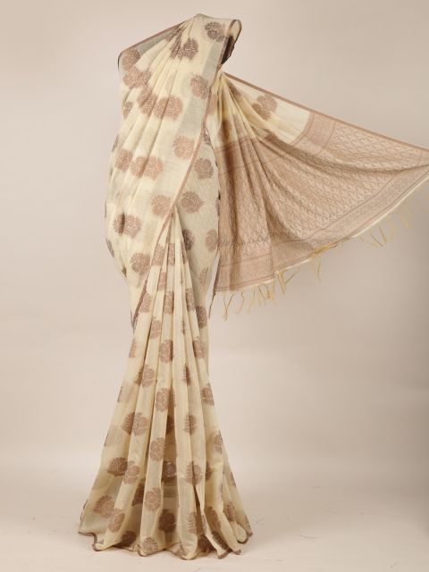 

Pothys Cream-Coloured & Beige Jute Silk Woven Design Saree