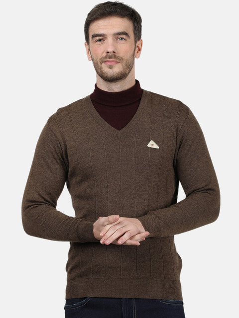 

Monte Carlo Men Brown Solid Pure Wool Pullover Sweater