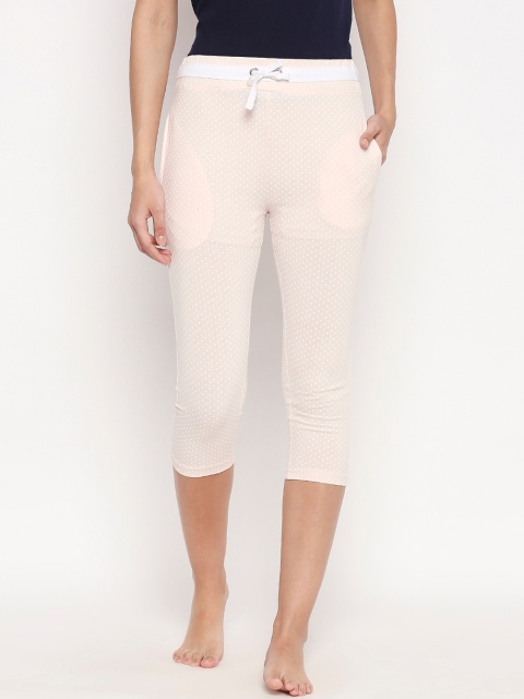 

XIN Women Pink & White Printed Lounge Capris