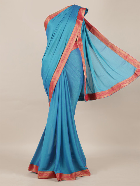 

Pothys Blue Solid Poly Chiffon Saree