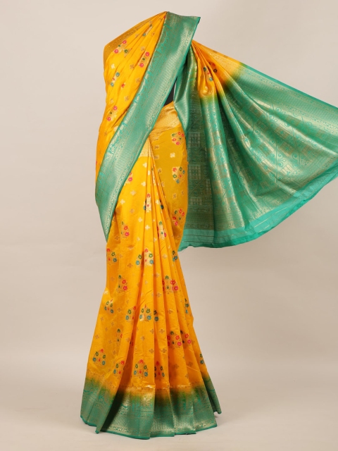 

Pothys Yellow & Green Jute Silk Woven Design Saree