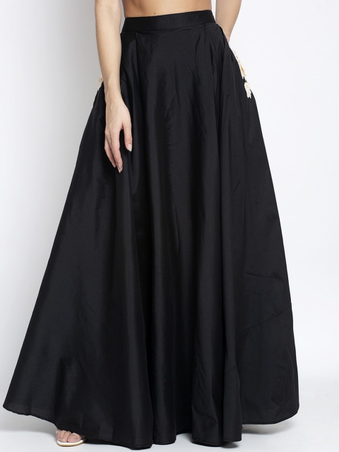 

Just Wow Black Flared Maxi Skirt