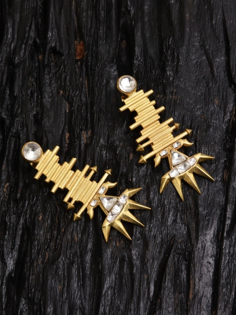 

MIDASKART Gold-Toned Contemporary Drop Earrings
