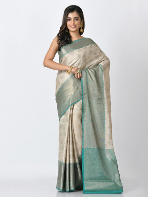

RANGOLI Beige & Blue Art Silk Woven Design Banarasi Saree