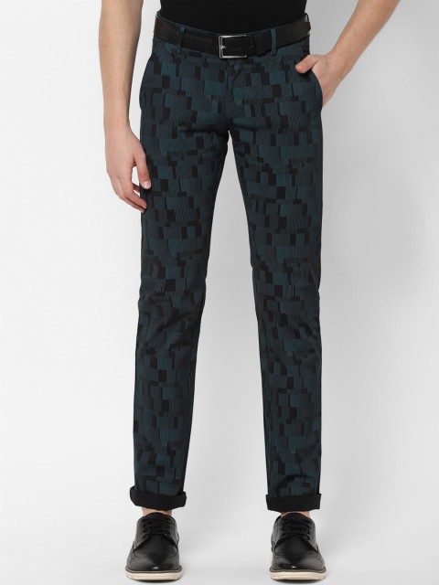 

Allen Solly Men Navy Blue Slim Fit Printed Regular Trousers