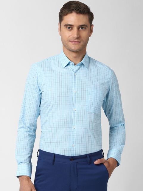 Peter England Men Blue Slim Fit Checked Casual Shirt
