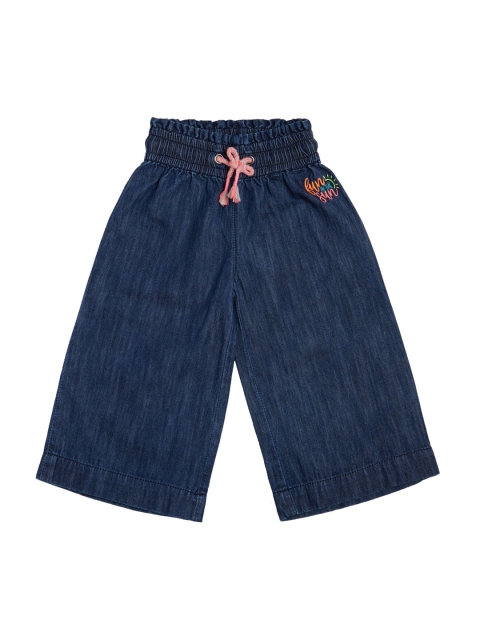 

VITAMINS Girls Blue Solid Denim Capri