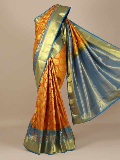 

Pothys Orange Woven Design Art Silk Saree with Zari Border