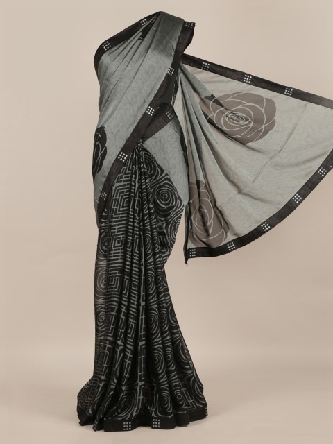 

Pothys Grey Printed Poly Chiffon Saree