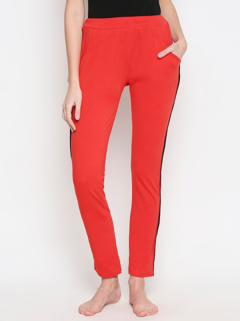 

XIN Women Red Solid Cotton Lounge Pants
