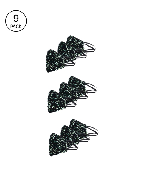 

Bellofox Pack Of 9 Green Embellished Reusable Protective Outdoor Masks
