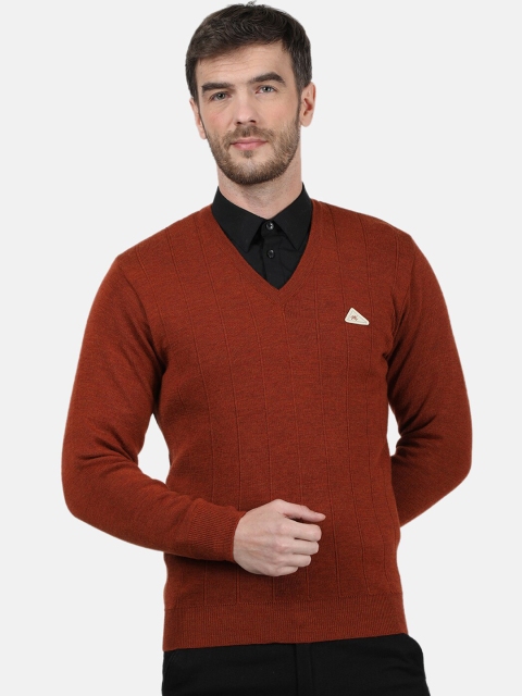 

Monte Carlo Men Brown Solid Pure Wool Pullover Sweater