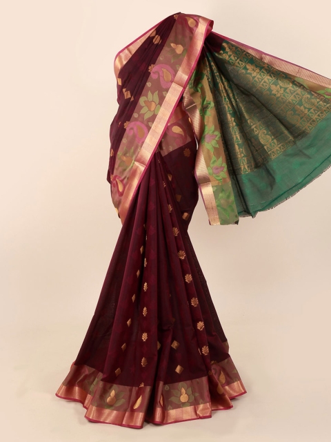 

Pothys Maroon Woven Design Silk Cotton Saree