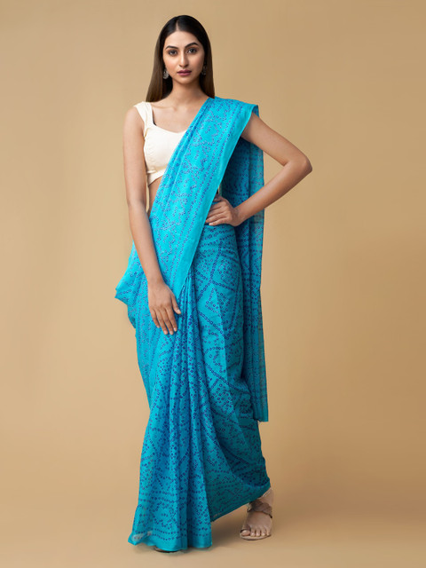 

Unnati Silks Blue Pure Chiffon Printed Bandhani Saree