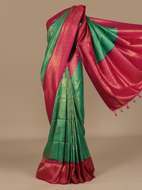 

Pothys Green & Red Jute Silk Woven Design Saree
