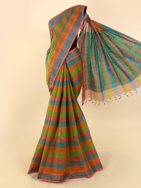 

Pothys Multicoloured Checked Pure Cotton Saree, Multi