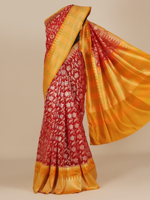 

Pothys Red Woven Design Jute Silk Saree