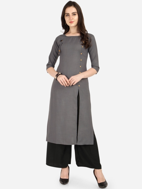 

Silk Bazar Women Grey Solid A-Line Kurta