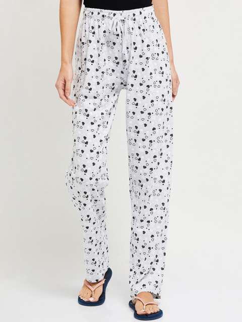 

max Women Grey Printed Cotton Lounge Pants