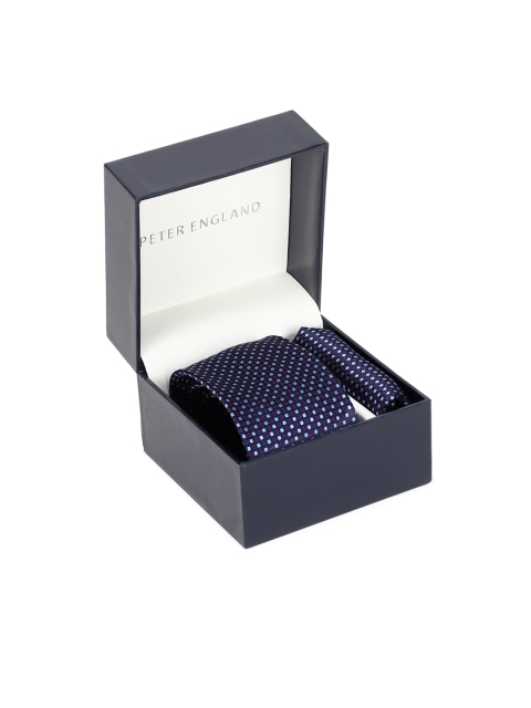 

Peter England Navy Blue Woven Design Accessory Gift Set