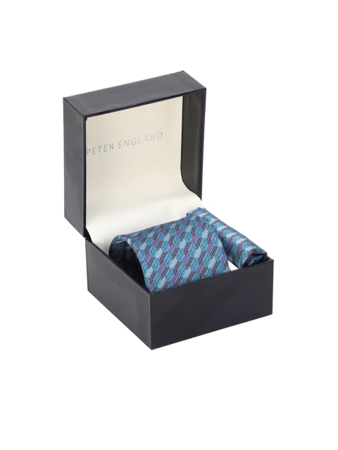 

Peter England Men Blue Woven Design Accessory Gift Set