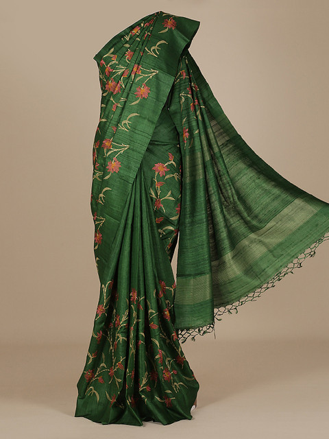 

Pothys Green Woven Design Jute Silk Saree
