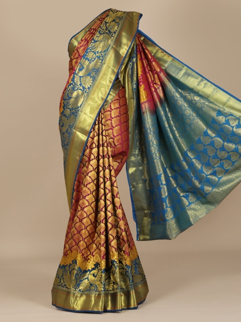

Pothys Magenta & Gold-Toned Art Silk Woven Design Saree with Zari Border