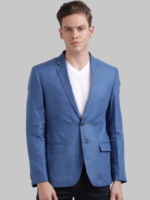 

Parx Men Blue Solid Single-Breasted Blazer