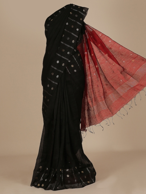 

Pothys Black & Beige Jute Silk Woven Design Saree