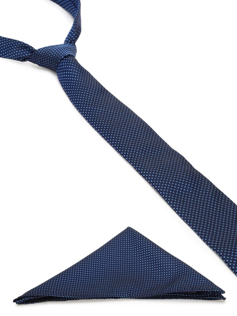 

Peter England Navy Blue Woven Design Accessory Gift Set